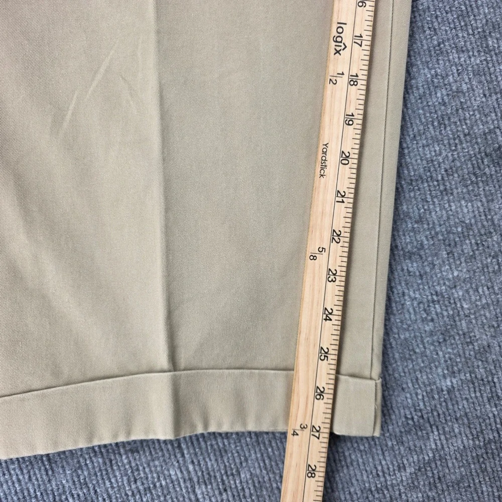 Orvis Mens 42 Pleated Khaki Chino Pants Heavy Cotton Twill Cuffed Tan Tailored